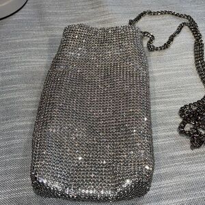 Silver diamond Mesh Evening Bag